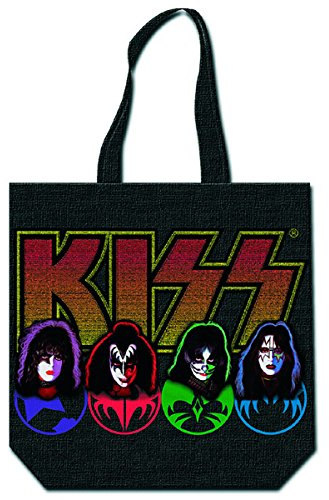 Rock Off Kiss Stoffbeutel aus Baumwolle Gesichter & Logo (mit Reißverschluss Oben).