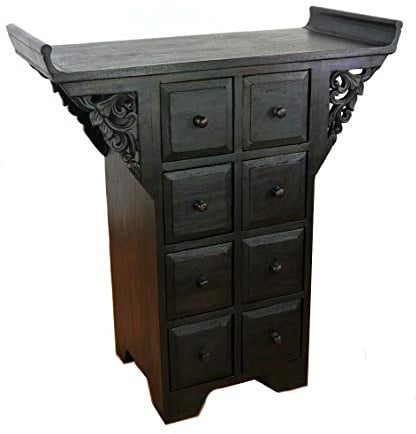 livasia Asiatischer Apothekerschrank aus Massivholz, Anrichte, Kommode mit 8 Schubladen (Nr.17)