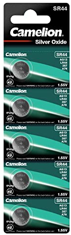 Piles bouton oxyde d'argent 1,55V - 5 pièces - SR44 / SG13