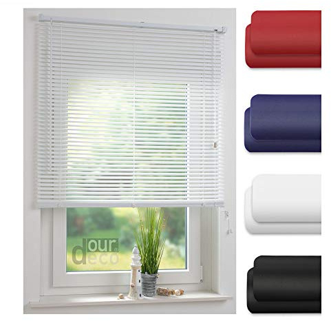 ourdeco® Jalousie aus PVC / 170 x 160 cm (Breite x Höhe) / Farbe weiß/lichtdurchlässig bis Blickdicht/Einfache Montage an Wand oder Decke