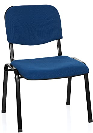 hjh OFFICE Konferenzstuhl Besucherstuhl XT 600 XL Stoff, extra breite Sitzfläche, ergonomischer Vierfußstuhl, Rückenlehne, stapelbar, bis 150 Kg (blau)