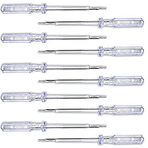 PerfectHD Stromprüfer - Schraubenzieher - Spannungsprüfer - 100 mm Schaft - 3 mm Klinge - 200 bis 250 V - 10er-Set - 5 Varianten