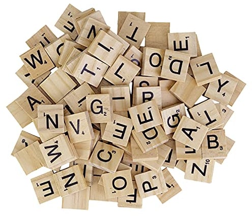 Trimming Shop Wooden Tiles Printed Alphabets & Numbers Replacement Letter Tiles for Board Games, Pendant, Wall Frames DIY Projects Decorations, Educational, 100pcs