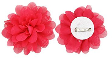 PrettyBoutique 7cm Chiffon Flower Brooch Corsage Safety Pin Dress Hat Bag Decoration Accessories (Fuchsia)