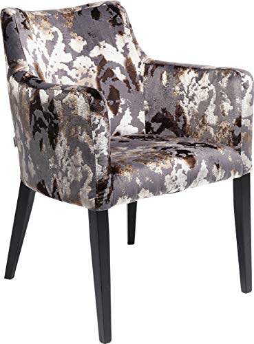 Kare Design Armlehnstuhl Dark Brown Mode Sublime, moderner, bequemer Esszimmerstuhl, gepolsterter Essstuhl mit Armlehne, Samtstoff mit Glitzereffekt (H/B/T) 87x60x70