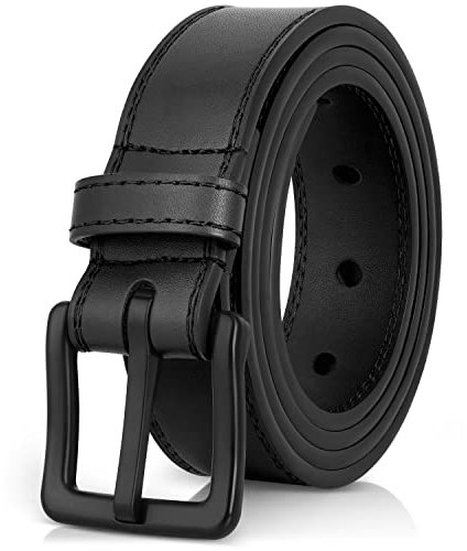 ITAY Cinturón de Cuero Sin Metal - 34 mm - Hebillas Libres de Níquel Hipoalergénicas Y Indetectable bajo los Detectores de Metales (95 (90-100), Negro)