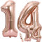 Luftballons Zahl 14 Geburtstag XXL Rose Gold - Riesen Folienballon in 2 Größen 40 & 16 | Set XXL 100cm + Mini 40cm Version Geburtstagsdeko | Insgesamt Vier Zahlen | Ideal zum 14. als Deko