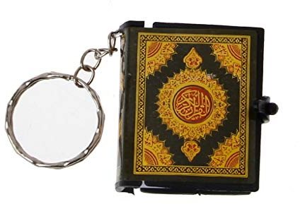 niumanery Mini Ark Quran Book Echtes Papier kann Arabisch lesen Der Koran Schlüsselbund Muslim Schmuck Gold