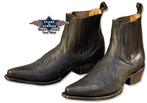 STARS & STRIPES Herren Damen Western Stiefelette WB-08 Schwarz 42 EU