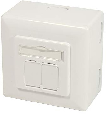 LogiLink NP0124 CAT 6A Auf und Unterputzdose vollgeschirmt RAL 901