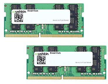 MUSHKIN Essentials MES4S320NF16GX2 DDR4 Laptop DRAM 32 GB (2 x 16 GB) SODIMM Speicher, 3200 MHz (PC4-25600), CL-22-260-polig, 1,2 V, Notebook RAM, Dual Channel, Niederspannung,
