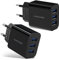 Amoner USB Ladegerät Adapter Mehrfach 15W USB Stecker 3-Port 2 Stücke Ladeadapter,Netzteil Stecker für iPhone 14/13/12/11/ X/8 und Weitere Anschluss Geräte Schwarz