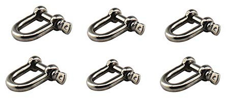 304 Edelstahl D-Ring-Form M10 Schäkel Heavy Duty Lastheber Klemme für Kette Marine Schnalle 6 Stück