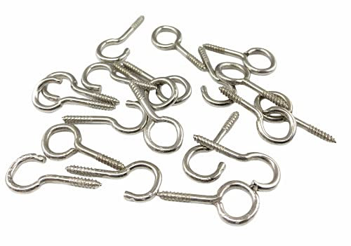 10 ganci e 10 occhielli per filo per tenda, a vite, cromato, 25 mm