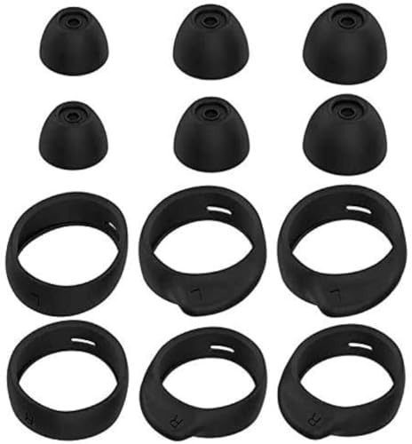 BLLQ -Ohrstöpsel für Samsung Galaxy Bud+ Plus, Flügelspitzen, 12 Stück, Zubehör, Silikon-Ohrbügel, Ohrpolster, kompatibel mit Galaxy Buds Plus, Schwarz (Knospen+)