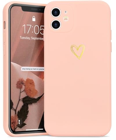 Lafunda Coque Compatible avec iPhone 11, Silicone Coque de Protection Antichoc Housse en Motif de Coeur d'amour Fille Femme Étui Case pour Apple iPhone 11 Rose