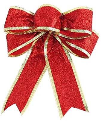 Mokyler Glitzernde Weihnachtsschleife, Geschenkband, Baumschmuck, Geschenke, Stoffschleife, große Schleife, Weihnachtsdekoration, Weihnachtsbaum, Türen, Schränke, Partys, 10 Stück