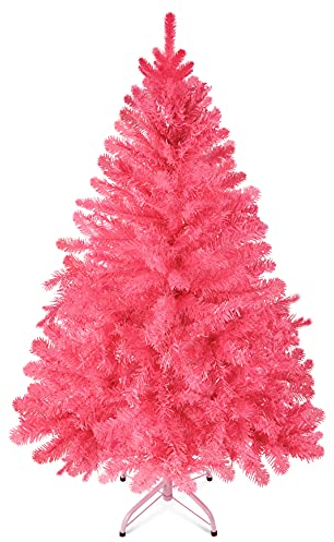 Prextex Albero di Natale Rosa 120 cm 320 Rami Artificiale di Alta Qualità da Assemblare - Folto, Leggero e Facile da Montare - con Base in Metallo