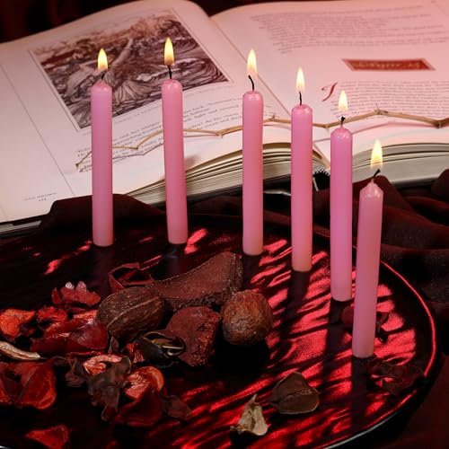 PROSPERRO LUMO by Parkash Candles - Set di 20 candele rituali per incantesimi, non profumate (rosa), cera