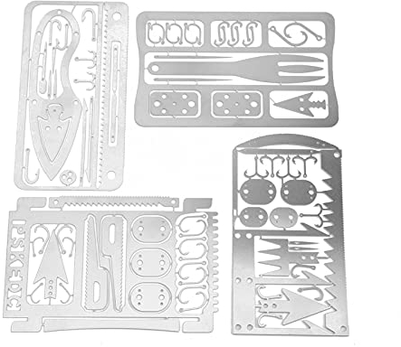T opiky Angelkarten-Set, 4 Stück Edelstahl Angelkarten Camping Mehrzweck Readyman Cards für Notfalltraining/Wild