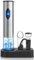 CIRCLE JOY 5-in-1 Wine Opener Set Electric Stainless Steel Automatic Bottle Opener with Storage Base, Battery Operated, Foil Cutter, Wine Aerator Pourer, Vacuum Stopper, Silver