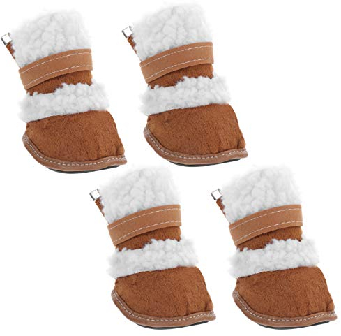 2 Paar Schneestiefel für Haustiere hundeschuhe Chihuahua-Booties Winter Schneeschuhe Haustier Katze Winterschuhe Schneeschuhe für kleine Hunde Hundepfote Sherpa der Hund Handschuhe POPETPOP