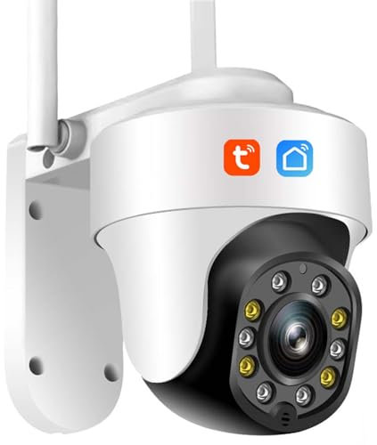 KEYQEEN Tuya Smart Life WIFI IP Camera, Outdoor 5MP Night Vision PTZ Home Security Camera Human Auto Tracking Video Surveillance,Camera+128G