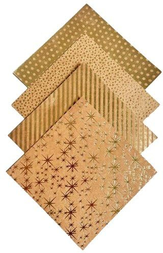 Faltpapier Kraftpapier Goldfolie, 32 Blatt, 15x15cm 110g/m2