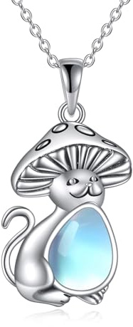 VONALA Teardrop Moss Achat/Türkis/Mondstein/Larimar Meerjungfrau/Fuchs/Katze Halskette Sterling Silber Anhänger Halskette Schmuck Geschenke für Frauen Mädchen