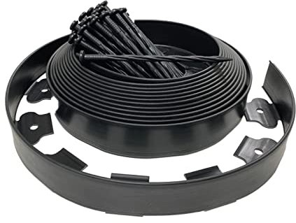 BorderSnake 10M Plastic Garden Border Edging | No Dig Grass Edging | Flexible Plastic Lawn Edging | Border Fence | 50mm Face Height | Black