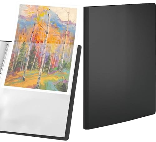 ACROPAQ Präsentationsmappe - Hochkapazitative schwarze Präsentationsmappe im A4-Format mit 40 Taschen - Strapazierfähiges Polypropylen, urkundenmappe erweiterbares Design und farbiges A5-Einlegeblatt