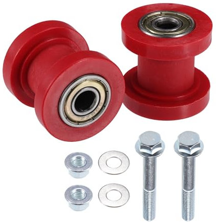 Hihaha Tenditore a Rulli per Catena/per Moto ATV 8mm 2 Set Rosso