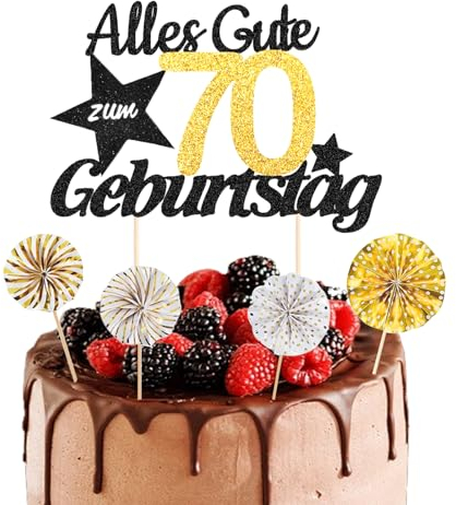 Alegre® Torten Deko 70 Geburtstag Mann Frau, 5 Stück Tortendeko, Kuchendeko, Alles Gute zum 70. Geburtstag, Männer & Frauen Kuchen Deko, Cake Topper 70 Jahre