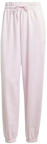 adidas Damen Essentials SMALL Logo French Terry Cuffed Pants, Clear pink/White, M
