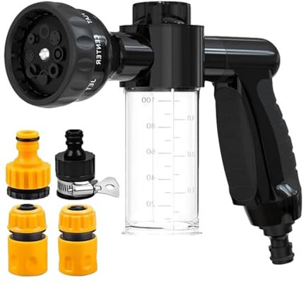 Pony Jet, 8 Spray Pattern Snow Foam Sprayer, Garden Hose Sprayer, Adjustable Hose Sprayer, Spray Bottles Gardening, Pup Jet Dog Wash, Car Foam Sprayer for Car Washing, Plant Watering, Pets