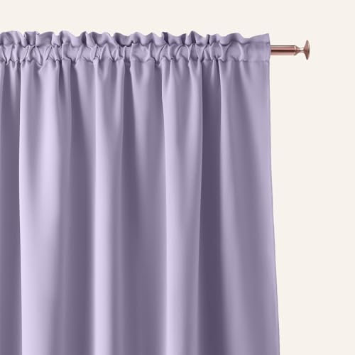 ROOM99 Tenda con nastro arricciato, Aura, 140 x 260 cm, larghezza x altezza, oscurante, decorazione moderna, per soggiorno, camera da letto, colore lilla