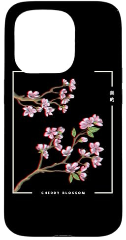Japanese Aesthetic Vaporwave Cherry Blossom Glitch Anime Case for iPhone 15 Pro