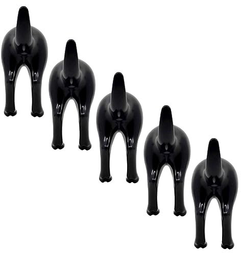OFFSCH 5stücke Wandhaken in Schwanzform Material Schwarz Praktische Kleiderhaken Für Küche Bad Und Garage Robust Und Einfach Zu Montieren