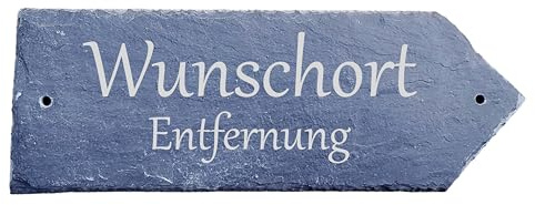 Dekolando Wegweiser Richtung Pfeil Schild personalisiert Ort Entfernung Leitsystem graviert Schiefer Orientierung 22 x 8 cm (Pfeil Rechts)