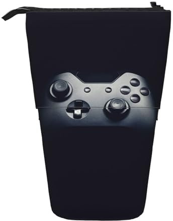 DIMDTBMT Telescopic Pencil Case - Gaming Controller Pattern - Standing Pencil Holder,Stationery Bag Pencil Pouch Organizer Makeup Bag for Boys Girls Teens Students and Office