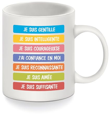 Mug imprimées Double face Tasse à café Santé mentale pour la maison Filles Femmes Cadeau d'inspiration pour Fille Sœur Petite-fille Maman Tante Grand-mère Amies Collègues(Je suis gentille-b)