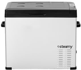 Steamy-E Single Zone 50, Elektrische Kompressor-Kühlbox, 44 Liter, 12V/230V, zum Kühlen und Gefrieren, Für Camping, Silber