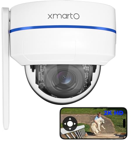 xmartO [AI Tracking Dome CAM 2K HD Metal Dome PTZ Wireless Security Camera with Automatic Tracking, 2-Way Audio and Night Vision (Standalone WiFi Camera) (Single)