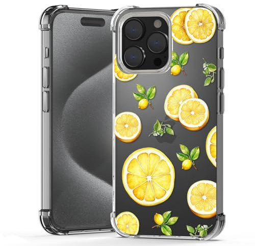 YEPO Clear for iPhone 16 Pro Max Case Fruit Lemons,Fresh Lemons Pattern Design For Girls Women,Soft Slim Shockproof Bumper Protection Transparent Cover Case For iPhone 16 Pro Max Yellow