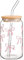 Hejo Bow Glass Cups with Lids and Straws,500ml Leak-Proof Iced Coffee Cup with Pink Stuff,Cute Matcha Glass Tumbler with Straw and Lid,Elegant Bubble Tea Cup for Coffee,Milk,Cocktail,Smoothie