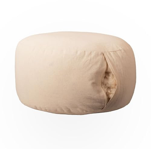 Innenbezug für Yogakissen rund Ø30x10 cm – Inlett zum Selbstbefüllen – Ersatzbezug mit Reißverschluss & Stoffklappe – Meditationskissen Einsatz – ohne Füllung – 1-TLG