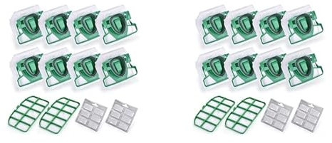 ewgrkba Compatibile con VK200 FP200 Compatibile con Vorwerk Folletto Filtro di ricambio for sacchetto aspirapolvere 16 sacchetti VK200+4 filtri HEPA+24 fragranze