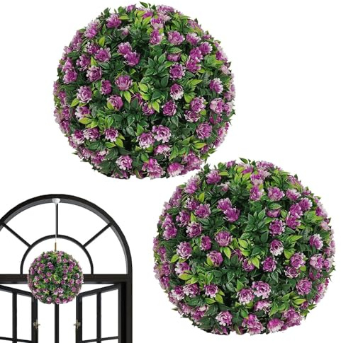 Generisch Künstliche Buchsbaum Formschnittkugel - Pflanzen Deko Kugeln,2 Stück Hänge-Deko Für Innen Außen Balkon Terrasse Garten Eingangsbereich Vorgarten