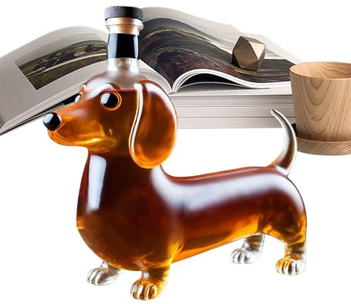 Mppchhn Glas Schnapsflasche | Lustige Whisky Glasflasche In Dackelform,Sammlerstück Tierstatue Deko Weinbehälter für Wohnzimmer Hochzeit Bar Einweihung