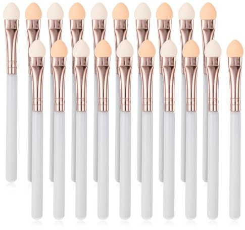 Lot de 20 applicateurs de fard à paupières réutilisables pour fard à paupières - Applicateurs de fards à paupières - Ensemble de bâtons ronds en mousse - Pour filles